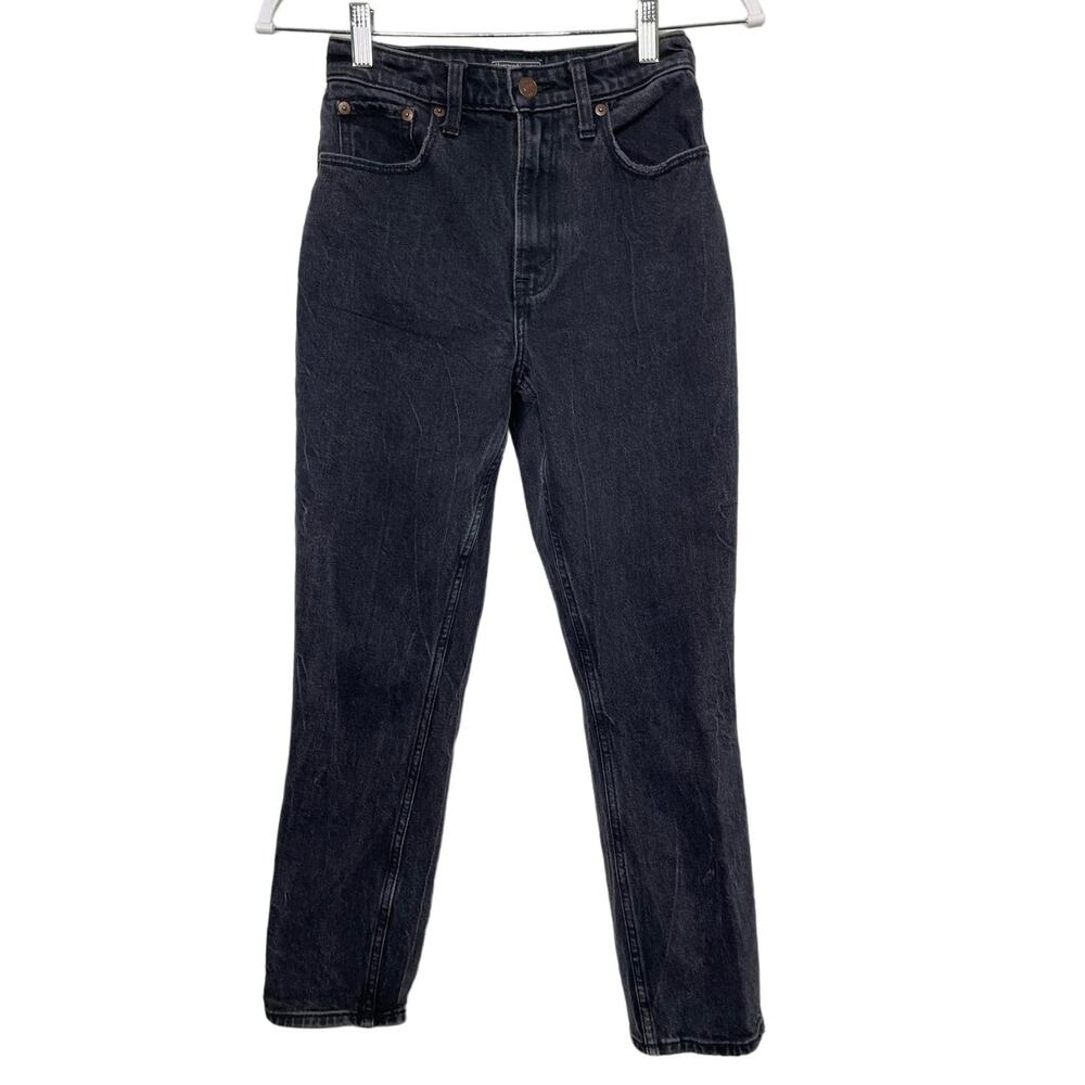 Abercrombie & Fitch Curve Love High Rise Mom Jeans Straight Leg Black Size 24 00